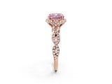 Rose gold Fancy Pink Cushion  Halo Twist Band Solitaire Ring with Six-Prong Setting_35