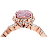 Rose gold Fancy Pink Cushion  Halo Twist Band Solitaire Ring with Six-Prong Setting_37