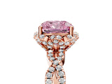 Rose gold Fancy Pink Cushion  Halo Twist Band Solitaire Ring with Six-Prong Setting_38