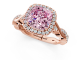 Rose gold Fancy Pink Cushion  Halo Twist Band Solitaire Ring_21