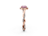 Rose gold Fancy Pink Cushion  Halo Twist Band Solitaire Ring_22