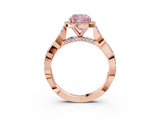 Rose gold Fancy Pink Cushion  Halo Twist Band Solitaire Ring_23