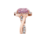 Rose gold Fancy Pink Cushion  Halo Twist Band Solitaire Ring_25