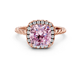Rose gold Fancy Pink Cushion  Halo Twisted Band Four-Prong Diamond Ring_20