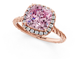 Rose gold Fancy Pink Cushion  Halo Twisted Band Four-Prong Diamond Ring_21