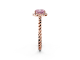 Rose gold Fancy Pink Cushion  Halo Twisted Band Four-Prong Diamond Ring_22