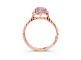 Rose gold Fancy Pink Cushion  Halo Twisted Band Four-Prong Diamond Ring_23