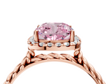 Rose gold Fancy Pink Cushion  Halo Twisted Band Four-Prong Diamond Ring_24