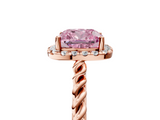 Rose gold Fancy Pink Cushion  Halo Twisted Band Four-Prong Diamond Ring_25