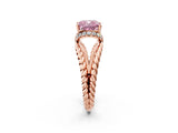 Rose gold Fancy Pink Cushion  Halo Twisted Band Four-Prong Ring_35