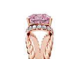 Rose gold Fancy Pink Cushion  Halo Twisted Band Four-Prong Ring_38