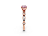 Rose gold Fancy Pink Cushion  Milgrain Bezel Diamond Engagement Ring with Solitaire Prong Setting_175