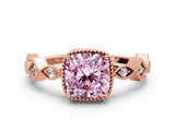 Rose gold Fancy Pink Cushion  Milgrain Marquise Diamond Twist Band Ring_62