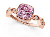 Rose gold Fancy Pink Cushion  Milgrain Marquise Diamond Twist Band Ring_63