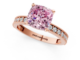 Rose gold Fancy Pink Cushion  Milgrain Pave Diamond Engagement Ring with Four-Prong Setting_135
