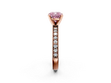 Rose gold Fancy Pink Cushion  Milgrain Pave Diamond Engagement Ring with Four-Prong Setting_136