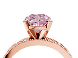 Rose gold Fancy Pink Cushion  Milgrain Pave Diamond Engagement Ring with Four-Prong Setting_138