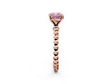 Rose gold Fancy Pink Cushion  Solitaire Beaded Band Prong Setting Ring 2