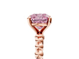 Rose gold Fancy Pink Cushion  Solitaire Beaded Band Prong Setting Ring 5