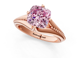 Rose gold Fancy Pink Cushion  Solitaire Beaded Band Six-Prong Setting_1