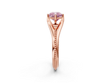 Rose gold Fancy Pink Cushion  Solitaire Beaded Band Six-Prong Setting_2