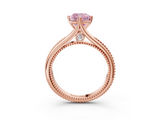Rose gold Fancy Pink Cushion  Solitaire Beaded Band Six-Prong Setting_3