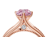 Rose gold Fancy Pink Cushion  Solitaire Beaded Band Six-Prong Setting_4