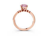 Rose gold Fancy Pink Cushion  Solitaire Beaded Band with Four-Prong Setting_63