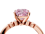 Rose gold Fancy Pink Cushion  Solitaire Beaded Band with Four-Prong Setting_64