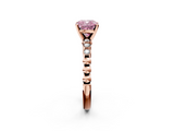 Rose gold Fancy Pink Cushion  Solitaire Bezel Accent Diamond Engagement Ring with Beaded Band and Four-Prong Setting_57