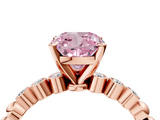 Rose gold Fancy Pink Cushion  Solitaire Bezel Accent Diamond Engagement Ring with Beaded Band and Four-Prong Setting_59