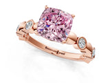 Rose gold Fancy Pink Cushion  Solitaire Bezel-Set Diamond Ring with Beaded Band and Four-Prong Setting_32