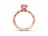 Rose gold Fancy Pink Cushion  Solitaire Bezel-Set Diamond Ring with Beaded Band and Four-Prong Setting_34