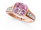 Rose gold Fancy Pink Cushion  Solitaire Bezel-Set Diamond Ring with Channel-Set Band_35