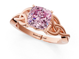 Rose gold Fancy Pink Cushion  Solitaire Celtic Knot Engagement Ring with Four-Prong Setting_86