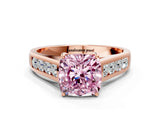 Rose gold Fancy Pink Cushion  Solitaire Channel-Set Diamond Engagement Ring with Four-Prong Setting_32