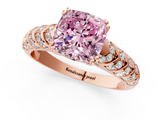 Rose gold Fancy Pink Cushion  Solitaire Chevron Pave Diamond Engagement Ring with Six-Prong Setting_4