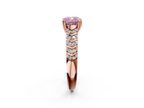 Rose gold Fancy Pink Cushion  Solitaire Chevron Pave Diamond Engagement Ring with Six-Prong Setting_5