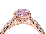 Rose gold Fancy Pink Cushion  Solitaire Chevron Pave Diamond Engagement Ring with Six-Prong Setting_7