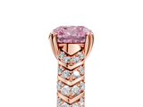 Rose gold Fancy Pink Cushion  Solitaire Chevron Pave Diamond Engagement Ring with Six-Prong Setting_8