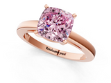 Rose gold Fancy Pink Cushion  Solitaire Diamond Engagement Ring with Four-Prong Setting on a Classic Band_4