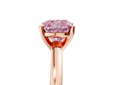 Rose gold Fancy Pink Cushion  Solitaire Diamond Engagement Ring with Four-Prong Setting on a Classic Band_8