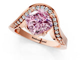 Rose gold Fancy Pink Cushion  Solitaire Diamond Engagement Ring with Pave Band and Four-Prong Setting_26