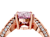 Rose gold Fancy Pink Cushion  Solitaire Diamond Engagement Ring with Pave Band and Four-Prong Setting_29