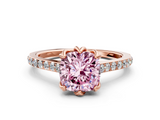 Rose gold Fancy Pink Cushion  Solitaire Diamond Engagement Ring with Pave Band and Six-Prong Setting_20