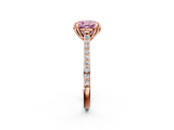Rose gold Fancy Pink Cushion  Solitaire Diamond Engagement Ring with Pave Band and Six-Prong Setting_22
