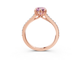 Rose gold Fancy Pink Cushion  Solitaire Diamond Engagement Ring with Pave Band and Six-Prong Setting_23
