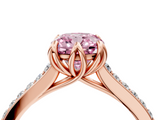 Rose gold Fancy Pink Cushion  Solitaire Diamond Engagement Ring with Pave Band and Six-Prong Setting_24