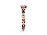 Rose gold Fancy Pink Cushion  Solitaire Diamond Engagement Ring with XO Engraved Band and Four-Prong Setting 3