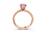 Rose gold Fancy Pink Cushion  Solitaire Diamond Engagement Ring with XO Engraved Band and Four-Prong Setting 4